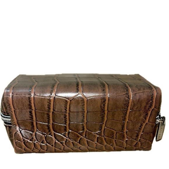 MICHAEL KORS Brown Soft Leather Croc Embossed Sunglasses/Eyeglasses Case Only main image 5